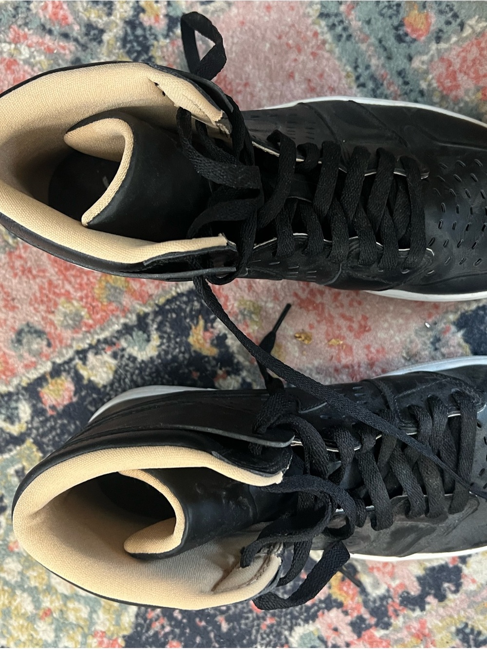 Jordan Black and Cream High-Top Sneakers